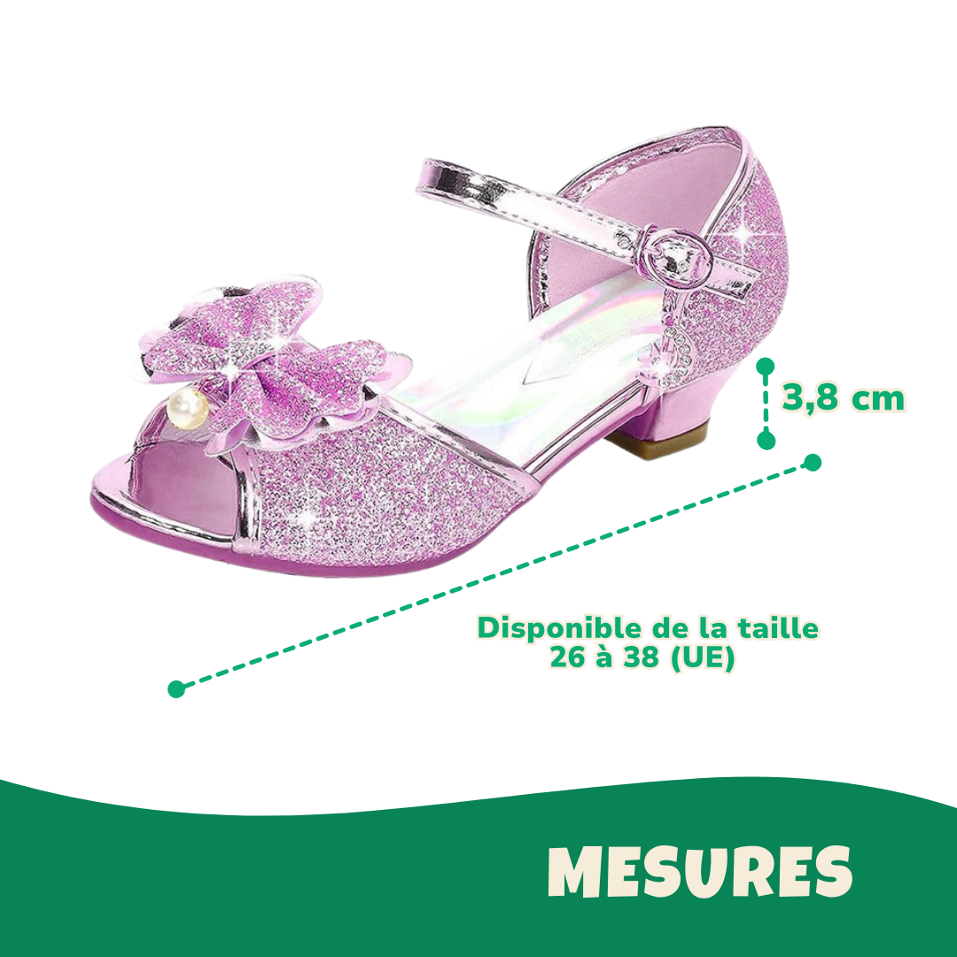 Sandales Princesse à Talon pour Fille Brillantes avec Boucle Réglable