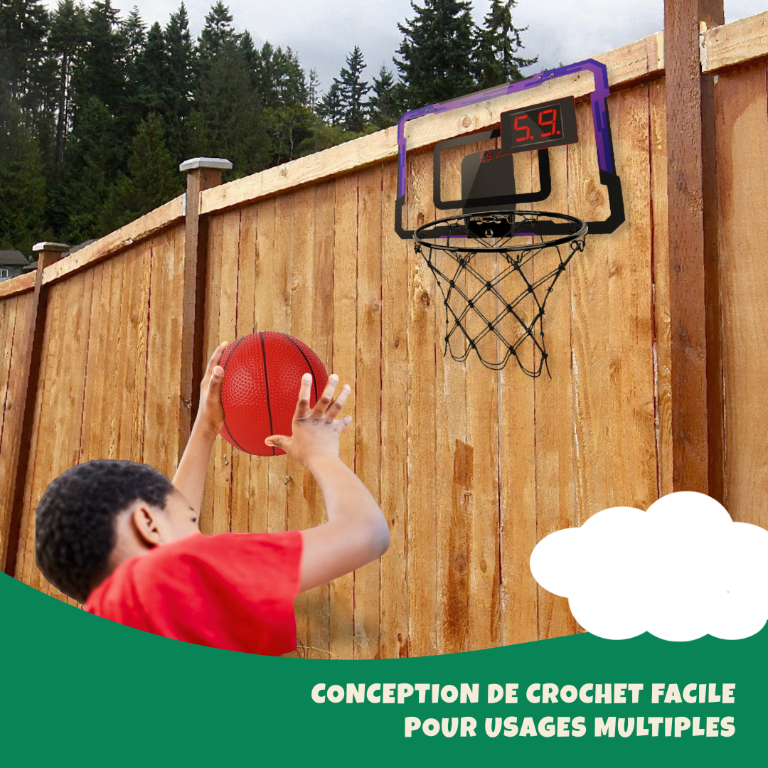 Panier Basketball Enfant avec Tableau de Score Électronique 3 Ballons