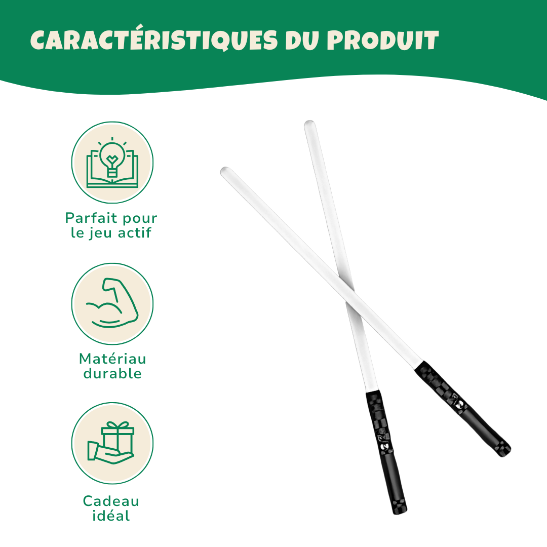 Lot de 2 Sabres Laser Manche Métal, 15 Couleurs, 10 Sons Épiques