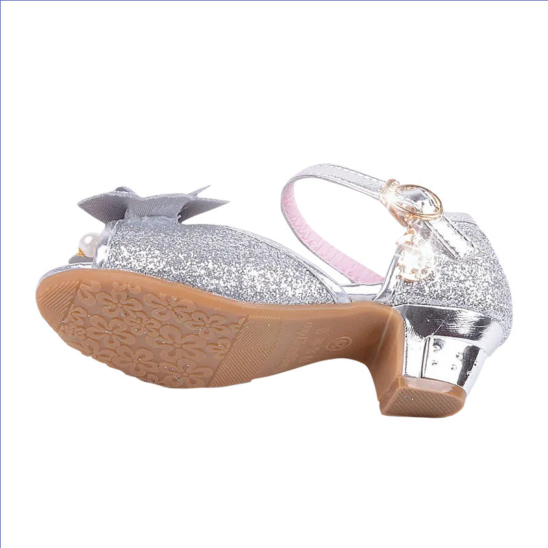 Chaussures Paillettes Argenté de Princesse Cendrillon