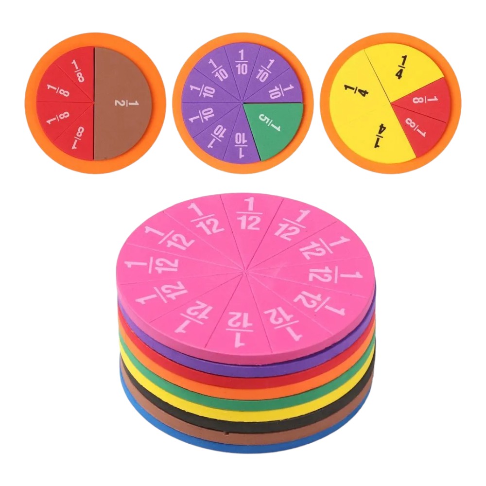 Montessori - Pack de 51 pièces de fractions mathématiques