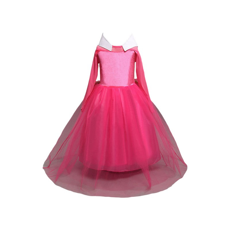 Robe Rose Princesse Aurore Pour Filles Déguisement Cosplay, 3 à 10 Ans