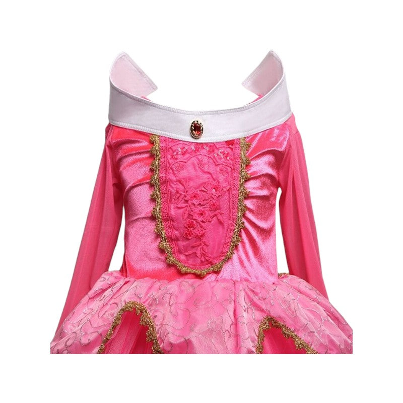 Robe Rose Princesse Aurore Pour Filles Déguisement Cosplay, 3 à 10 Ans