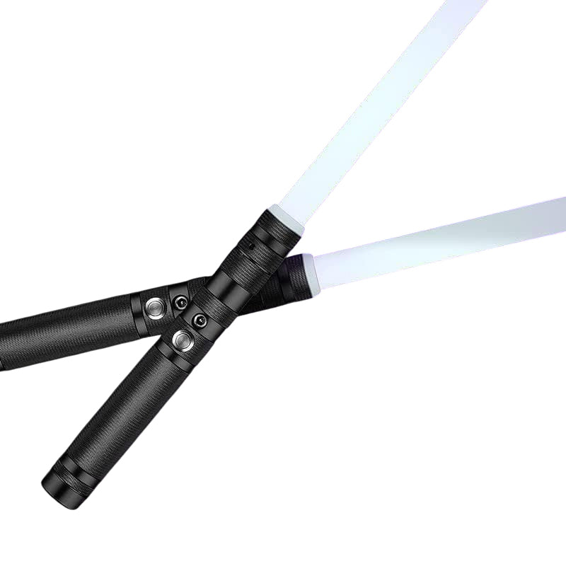 Lot de 2 Sabres Laser Manche Métal, 15 Couleurs, 10 Sons Épiques